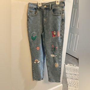 Justice Hippie Patches Mini Mom Painted Distressed Knee Butterfly Rainbow sz 18